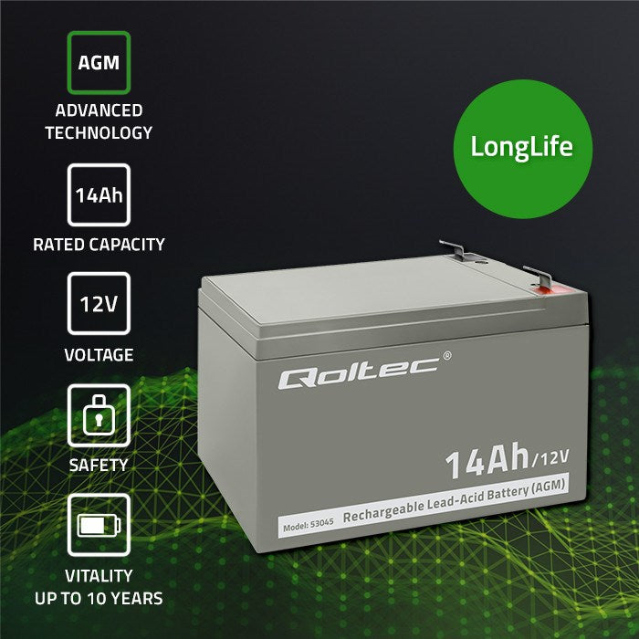 Battery for Uninterruptible Power Supply System UPS Qoltec 53045 14000 mAh 12 V