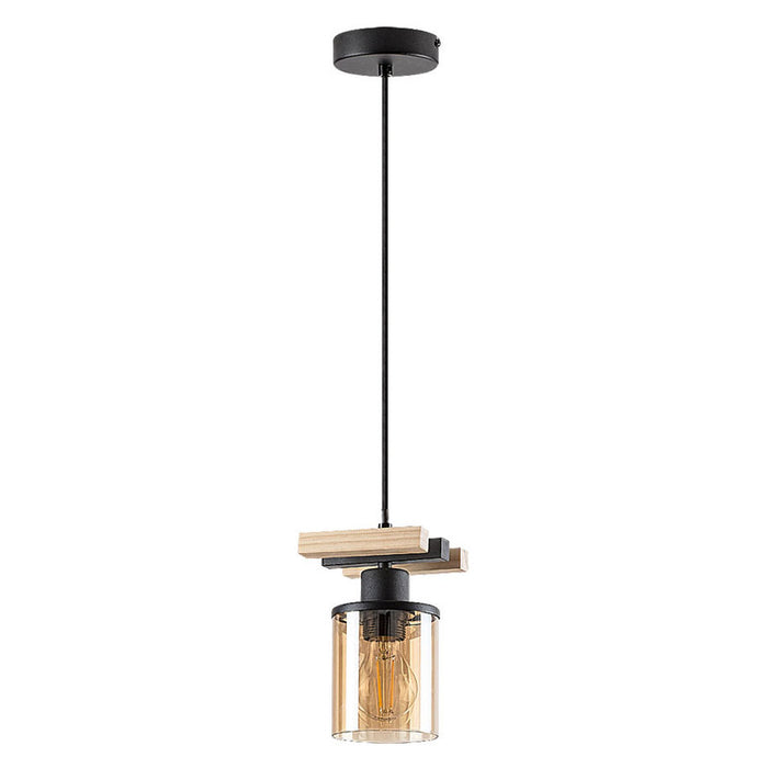 PENDANT E27 BLACK/WOOD RABALUX NIYLAH