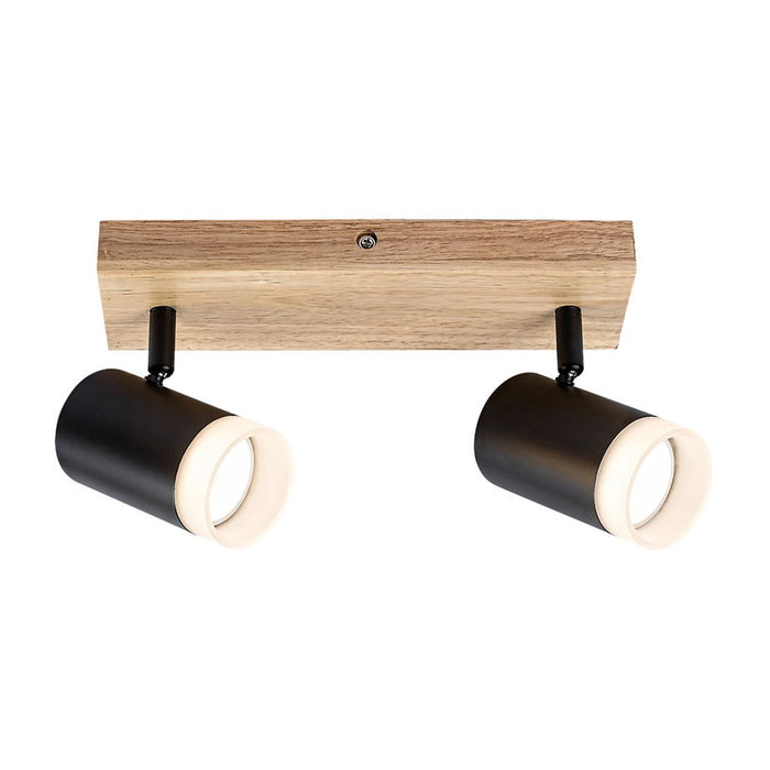 SPOT 2XGU10 BLACK/WOOD RABALUX TORAS