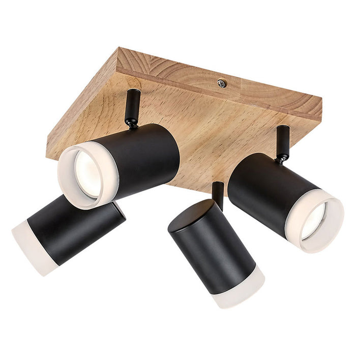 SPOTLIGHT 4XGU10 BLACK/WOOD RABALUX TORAS