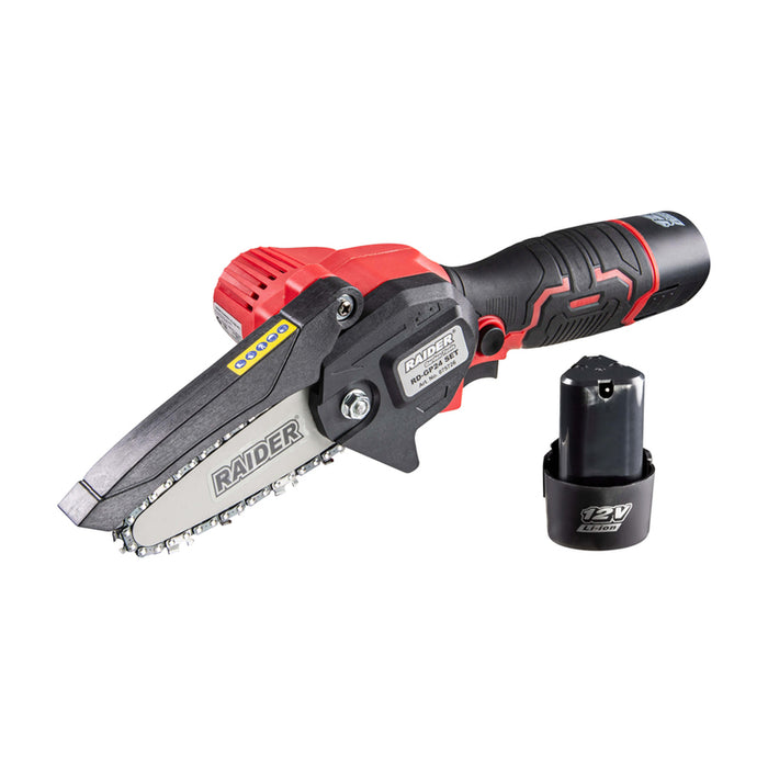 BATTERY MINI CHAIN SAW RAIDER RD-GP24 12 V, NUMBER OF BATTERIES 2, 2.00 Ah, BAR LENGTH 10.00 cm, BAR LENGTH 10.00 cm