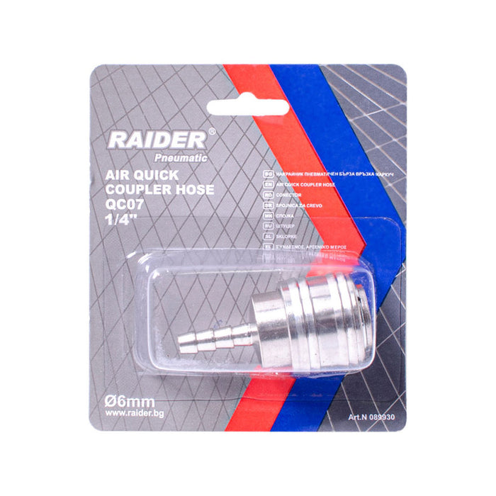 PNEUMATIC TIP WITH QUICK CONNECTION 1/4" Ф6 MM QC07 RAIDER