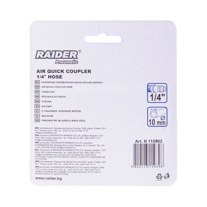 PNEUMATIC TIP WITH QUICK CONNECTION 1/4" HOSE Ф10MM RAIDER