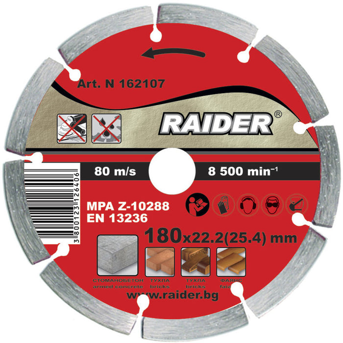 DIAMOND DISC FOR NON-METAL CUTTING RAIDER 180x2x22.2