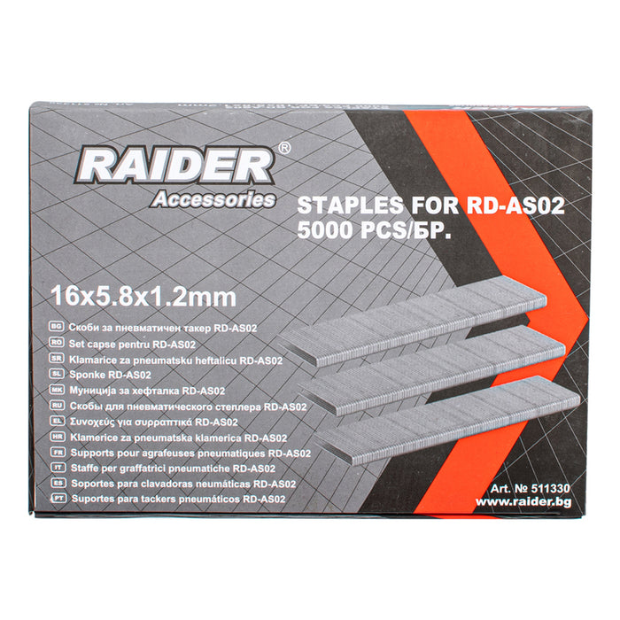 CLAMPS FOR PNEUMATIC TAKER 16X5.8 MM RAIDER RD-AS02 5000 PCS