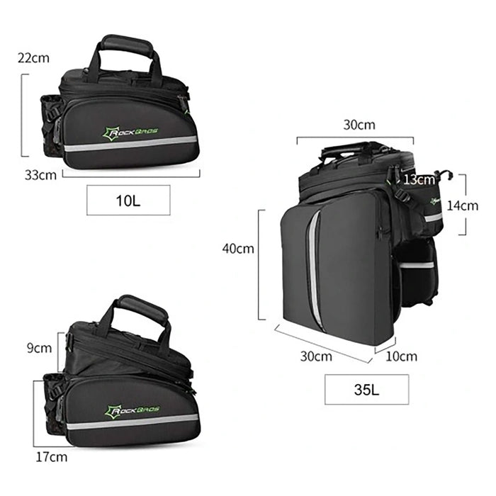 Rockbros A6-03BK bicycle bag for trunk 35 l with fold-out pockets - black