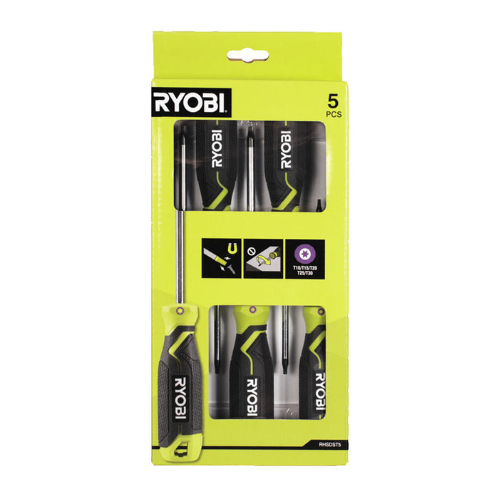 MAGNETIC SCREWDRIVER SET 5 PIECES TORX RYOBI RHSDST5