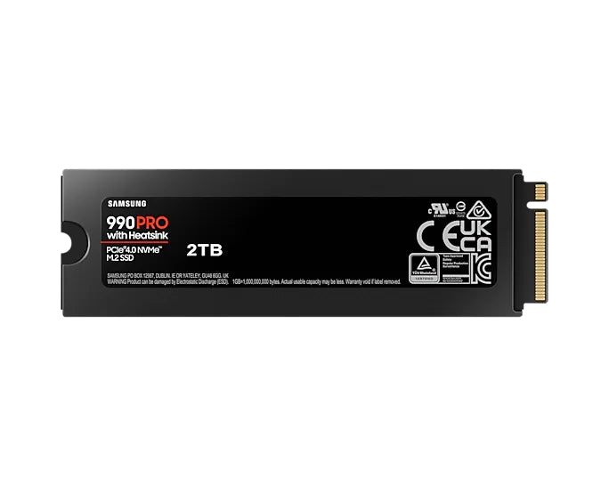 Samsung SSD 990 PRO 2TB Heatsink PCIe 4.0 NVMe 2.0 M.2 V-NAND 3-bit MLC, 256-bit Encryption, Read 7450 MB/s Write 6900 MB/s
