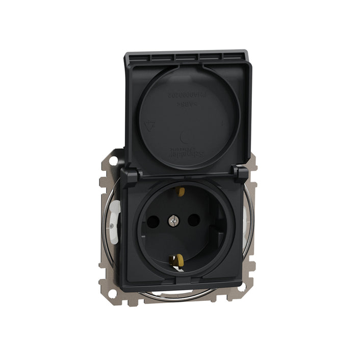 CONTACT WITH COVER IP44 ANTHRACITE SCHNEIDER SEDNA (SDD214023)