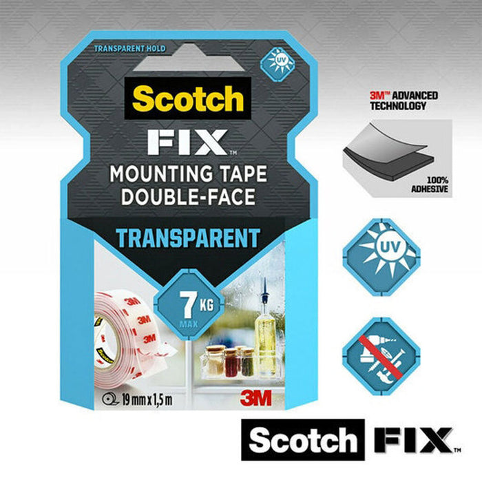 MOUNTING TAPE, CLEAR 19MM X 1.5M (2KG/30CM) SCOTCH