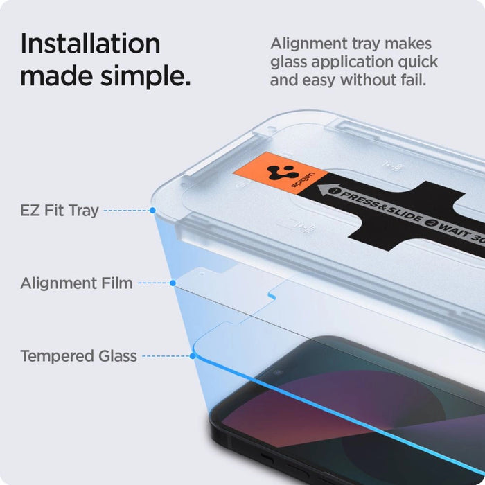 Spigen Glas.tR EZ Fit Tempered Glass for iPhone 13 / 13 Pro / 14 / 16e - 2 pcs.