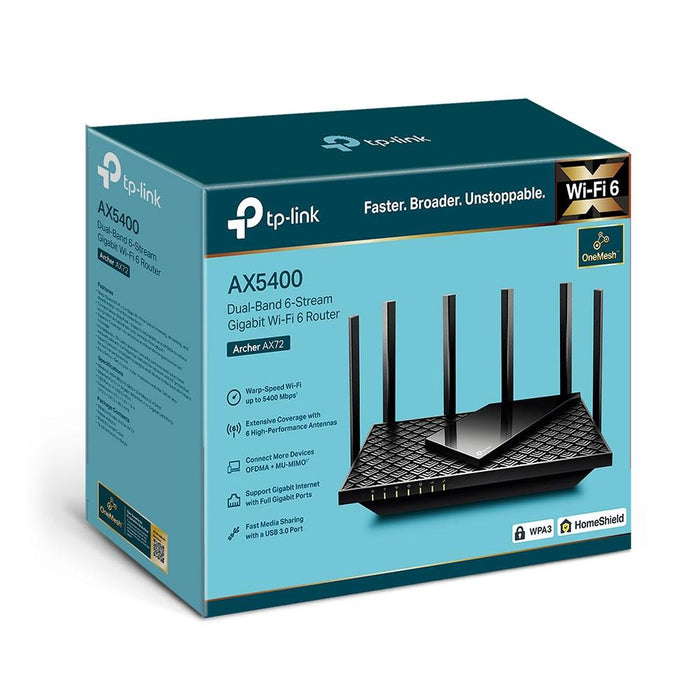 Wireless router TP-Link Archer AX72, AX5400, 2.4/5 GHz, 574 - 4804 Mbps, Gigabit