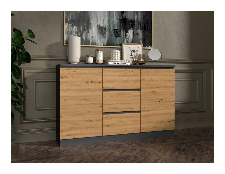 2D3S chest of drawers 120x30x75 cm, anthracite/artisan
