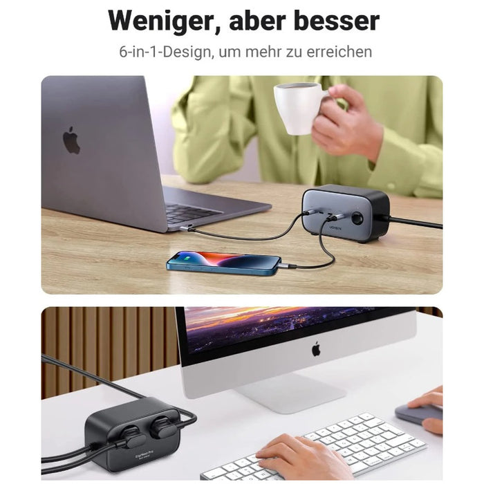 6 IN 1 UNIVERSAL CHARGER CD270 Desk 220V 3xUSB-C 1xUSBA 2xAC UGREEN