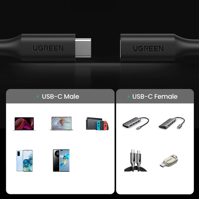 Ugreen 10387 USB-C - USB-C PD QC cable 4K 60Hz 100W 5A 10Gb/s 1m - black