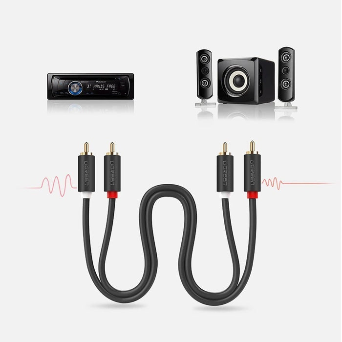Ugreen AV104 30747 audio cable 2RCA (male) / 2RCA (male) 1m - gray