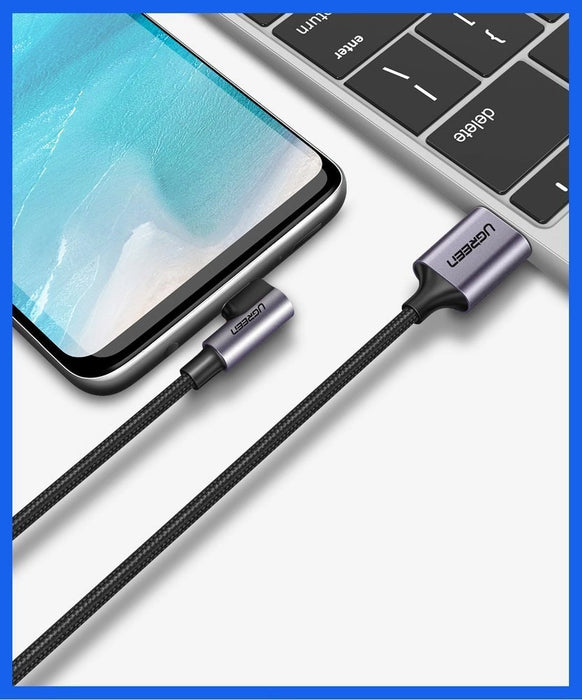 Ugreen US284 50942 USB-A (straight) / USB-C (angled) cable 3A 2m - gray
