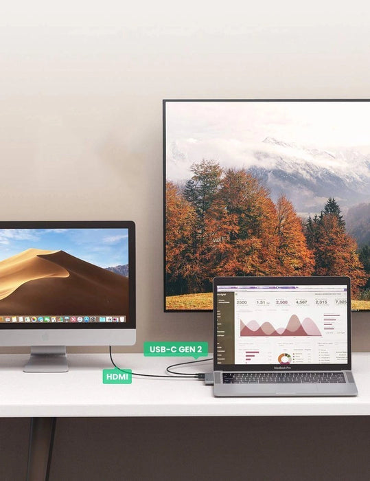 HUB Ugreen 60559 2x USB-C / USB-C PD (Thunderbolt 3, 100W, 4K 60 Hz, 10 Gbps) / HDMI 4K 30 Hz / 3x USB 3.0 for MacBook Pro / Air - Gray