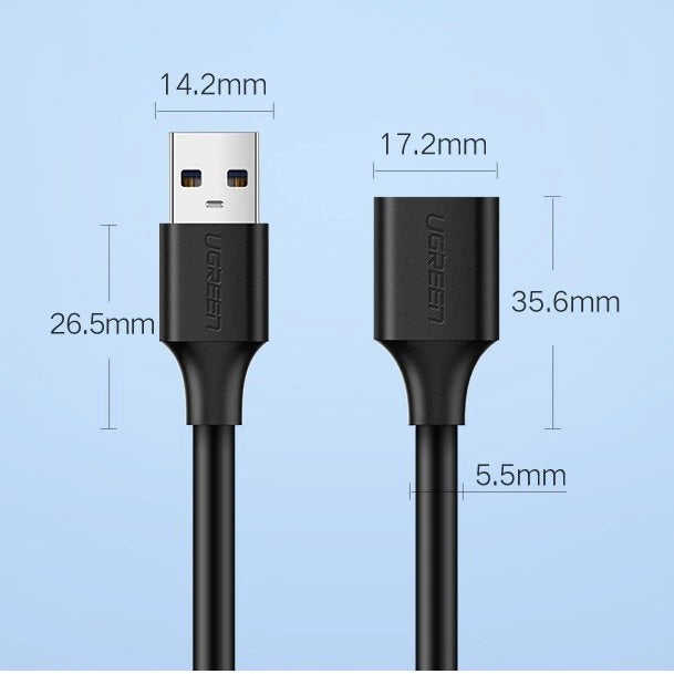 Ugreen cable cord extension adapter USB 3.0 (female) - USB 3.0 (male) 2 m black (US129 10373)