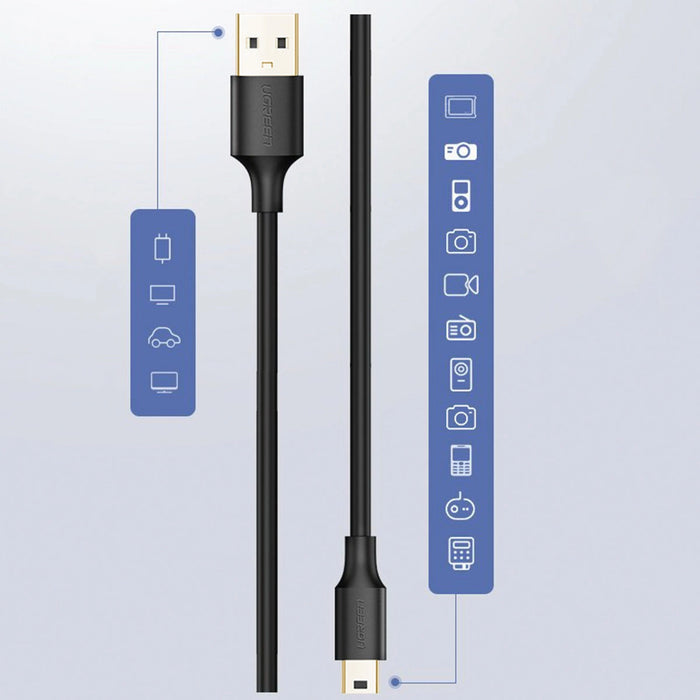 Ugreen cable USB - mini USB cable 480 Mbps 3 m black (US132 10386)