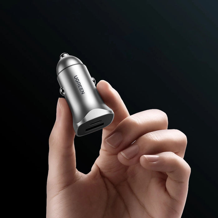 Ugreen Car Charger USB Type C / USB 24W Power Delivery Quick Charge Gray (30780)