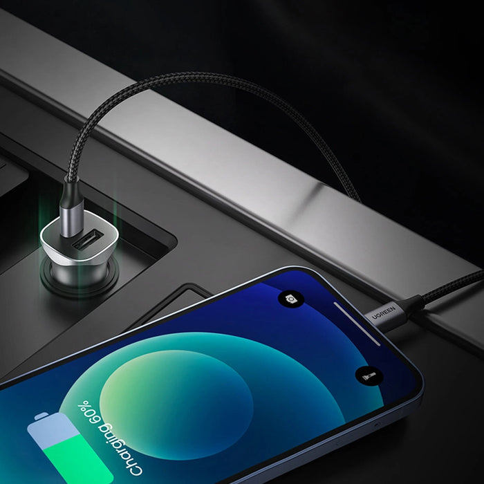 Ugreen Car Charger USB Type C / USB 24W Power Delivery Quick Charge Gray (30780)