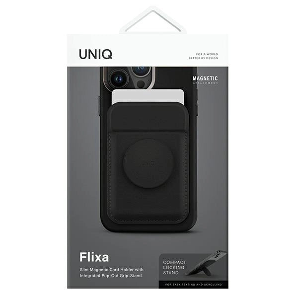 Uniq Flixa Magnetic Card Wallet with Stand Black/Jet Black MagSafe