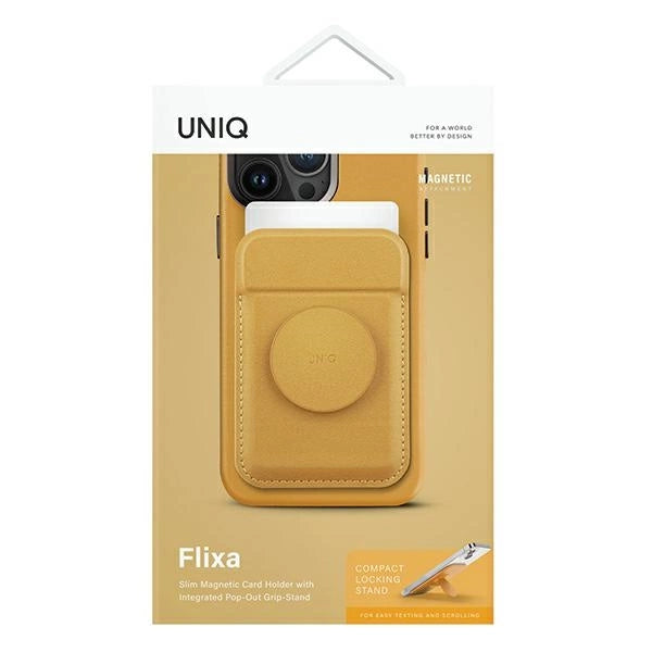 Uniq Flixa Magnetic Card Wallet with Stand Yellow/Canary Yellow MagSafe