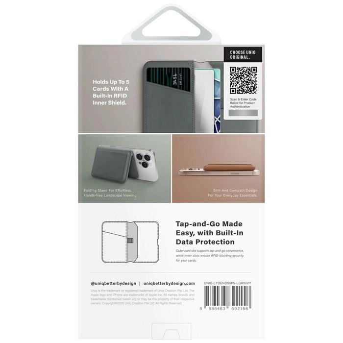 Uniq Lyden DS RFID Magnetic Wallet with Phone Stand - Green