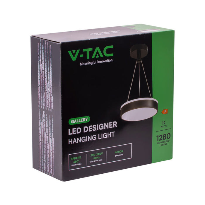 LED PENDANT 12W 4000K 1280LM BLACK V-TAC