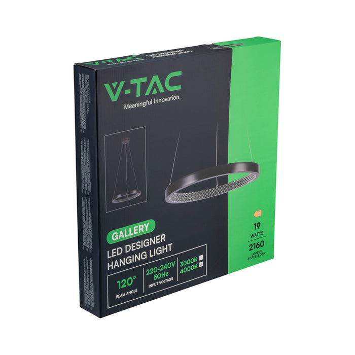 LED PENDANT 19W 4000K 40CM CRYSTAL BLACK V-TAC