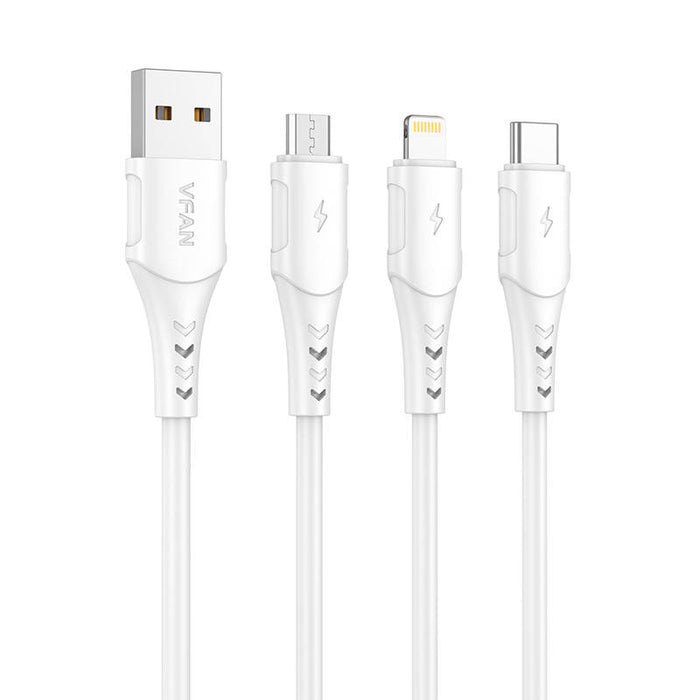 USB to Micro USB cable VFAN Colorful X12, 3A, 1m (white)