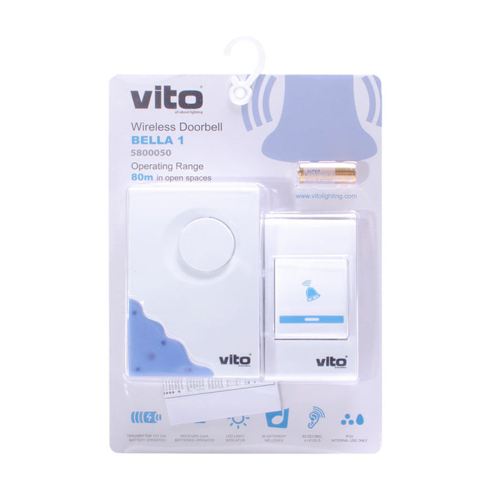WIRELESS DOORBELL WITH BATTERIES VITO BELLA-1
