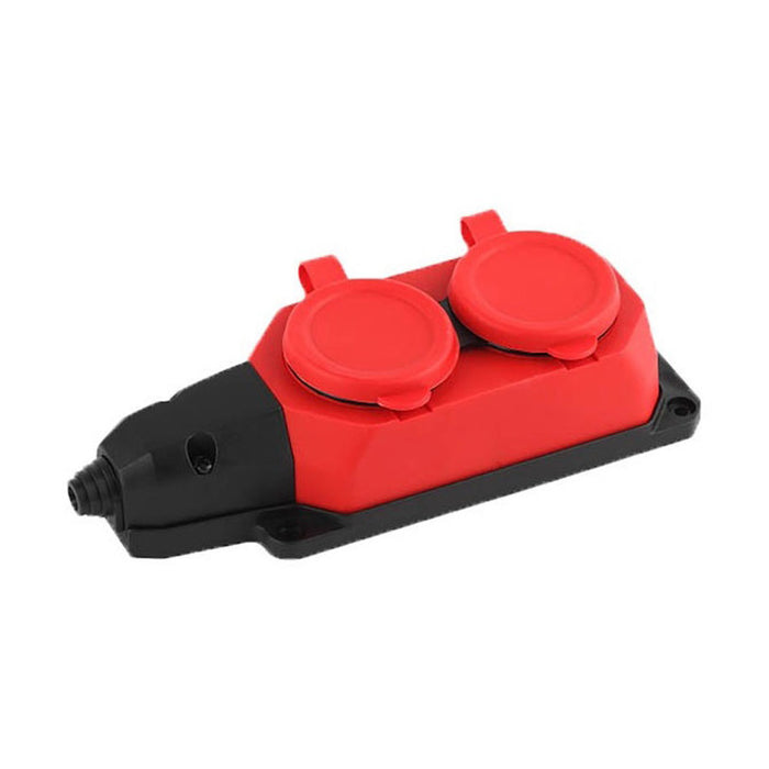 2-SOCKET PULLEY, RUBBERIZED IP44 RED VITO