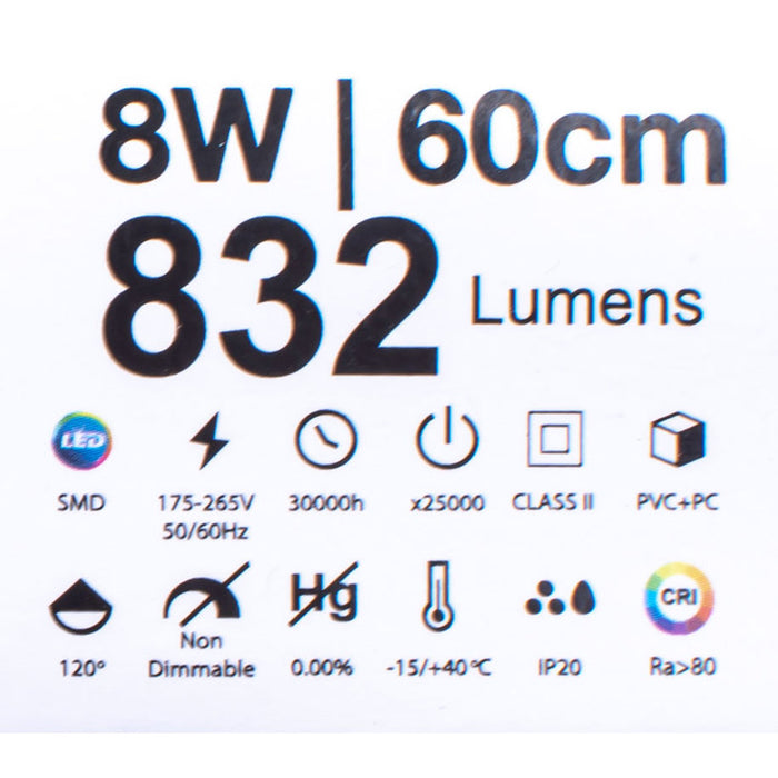 LED LINE FLUMINUM 8W 6000K 57CM WITH KEY AND CABLE WITH PLUG VITO LEDLINE-P