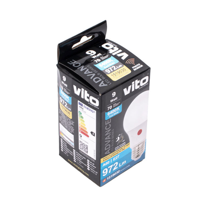 LED BULB E27 9W 6400K 954LM WITH SENSOR DAY AND NIGHT VITO