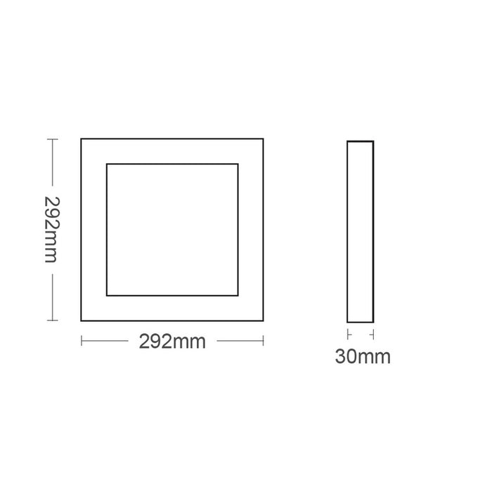 LED PANEL SQUARE 24W 6000K 2640LM 292X292MM OUTDOOR VITO