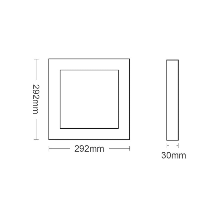 LED PANEL SQUARE 24W 4000K 2640LM 292X292MM OUTDOOR VITO