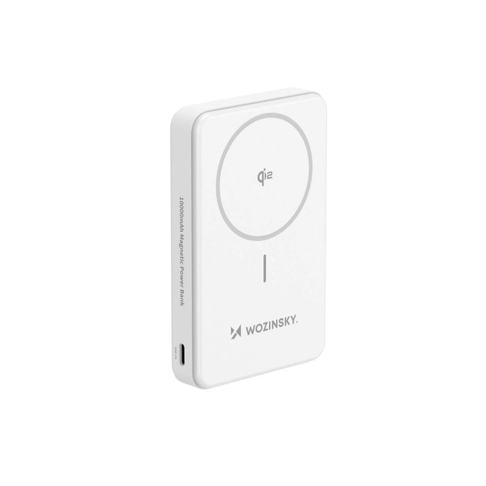Powerbank Wozinsky WLWP-10KA0Y3WS 22.5W PD Qi2 10000 mAh, with stand, 1x USB-A, 1x USB-C - white