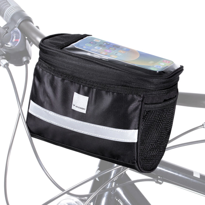 Wozinsky bike handlebar bag with phone case 2l black (WBB12BK)