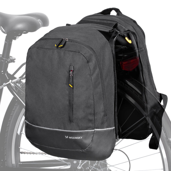 Wozinsky bicycle bag double backpack 2in1 30l black (WBB30BK)