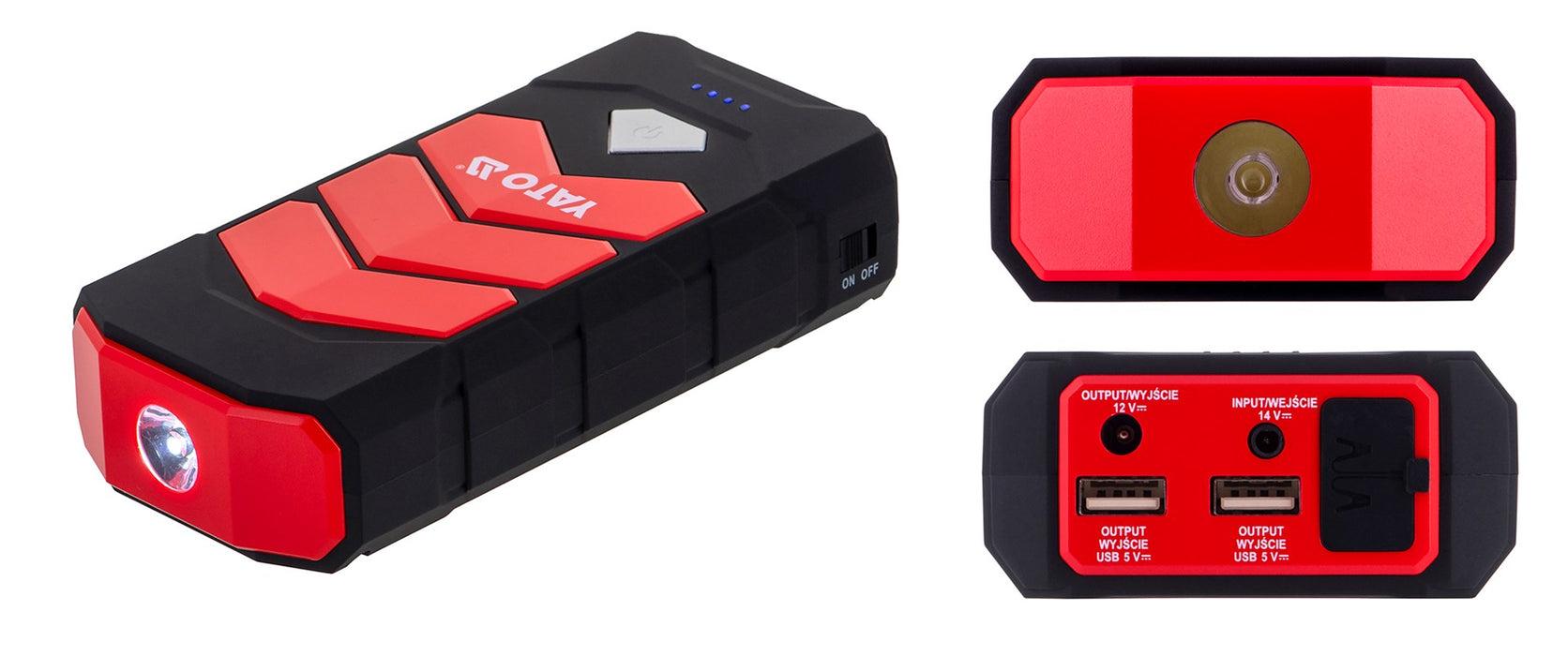 Car jump starter YATO YT-83081 car power bank 9000 mAh 9000 mAh Black, Orange