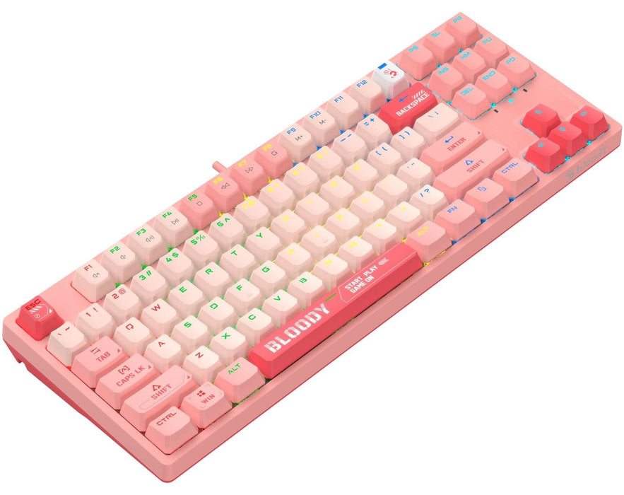 Mechanical keyboard Bloody - S87 Energy Pink, BLMS Red Plus Linear, RGB, pink