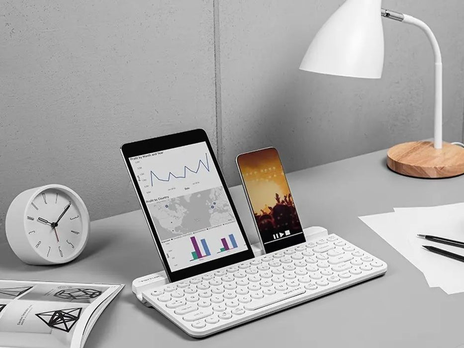 Wireless keyboard A4tech Fstyler FBK30, Bluetooth, 2.4G, Phone stand, Cyrillic, White