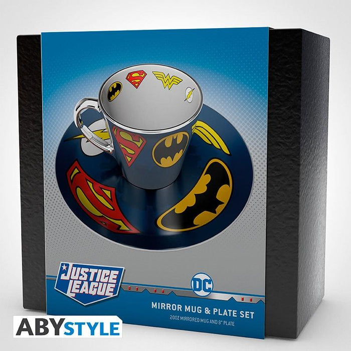 ABYSTYLE DC COMICS Mirror mug & plate set Logo, Cup, Coaster with emblems