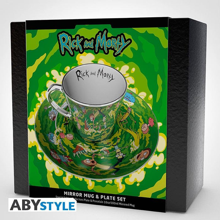 ABYSTYLE RICK AND MORTY Mirror mug & plate set Portal, Cup, Coaster