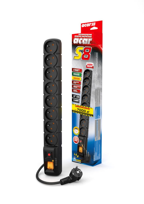 ACAR S8 Black 8 AC outlet(s) 230 V 5m