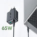 Acefast 2in1 wall charger 2x USB-C / USB-A 65W PD QC 3.0 AFC FCP (set with USB-C 1.2m cable) black (A13 black) - Cell