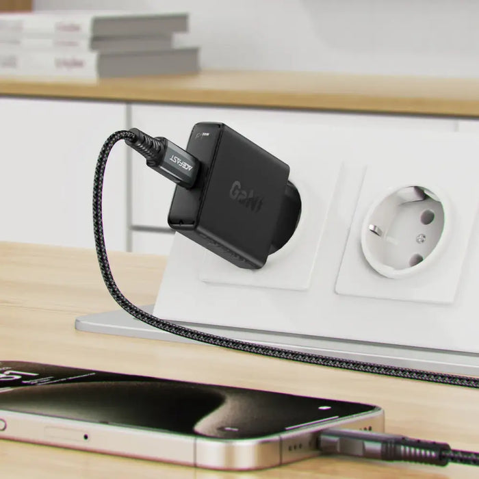 Acefast A65 PD 20W GaN USB-C Ultra Slim Wall Charger - Black - Cell phone USB charger<<<HurtelXML
