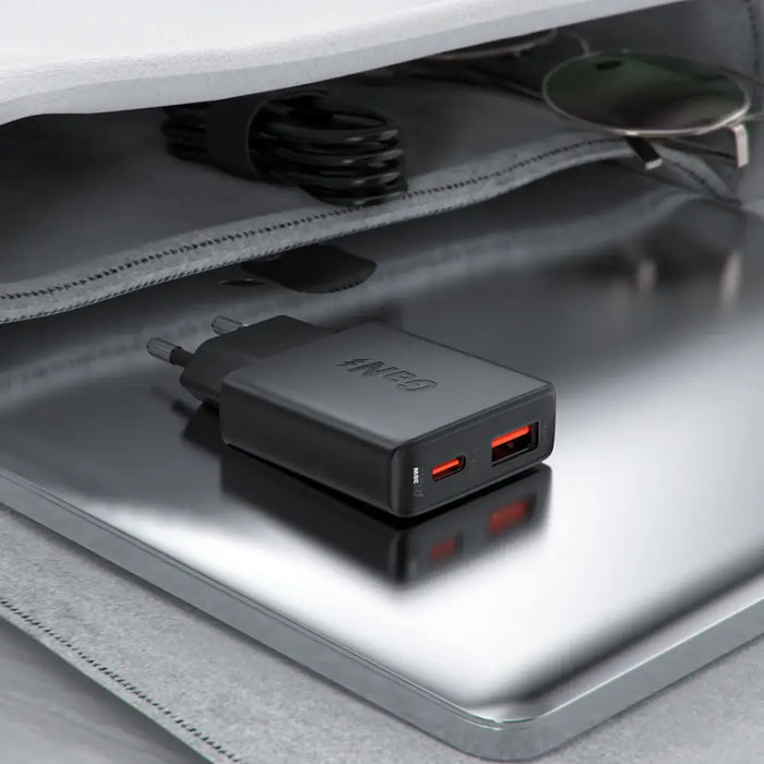 Acefast A69 PD 30W GaN USB-A USB-C ultra slim wall charger - black - Cell phone USB charger<<<HurtelXML